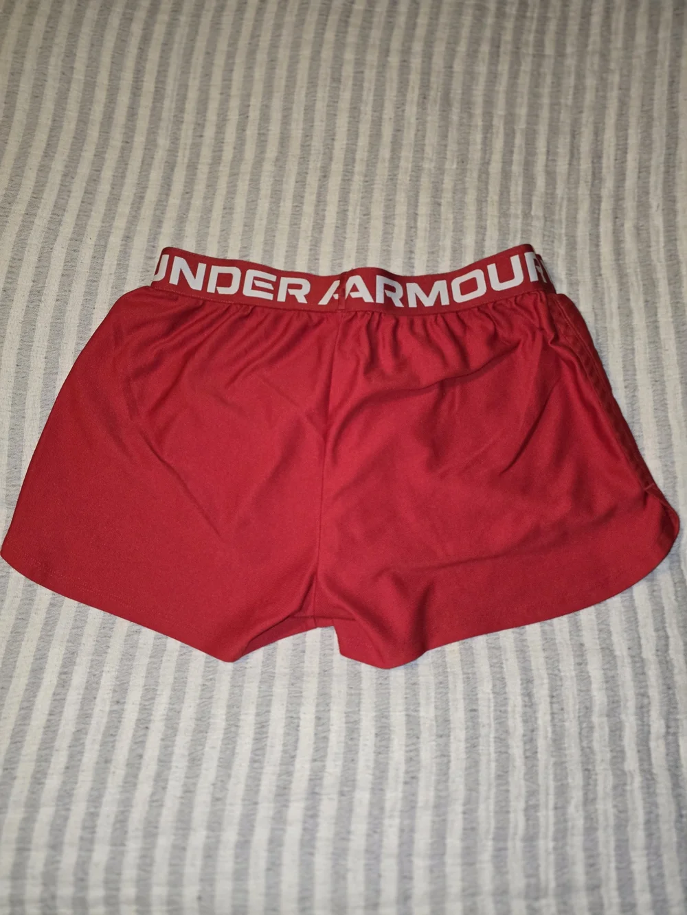 Under Armour Girl's Red Athletic Logo Waistband Shorts Youth Large